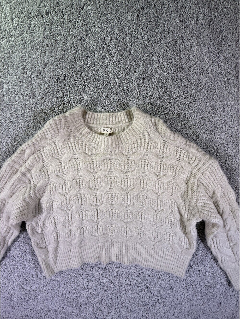 POL Sweater Size Small NWOT Cropped Ivory Chunky Knit Oversized